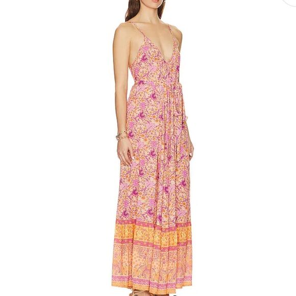 SPELL Village Strappy Boho Madi Dress in Sunrise - Picture 7 of 11